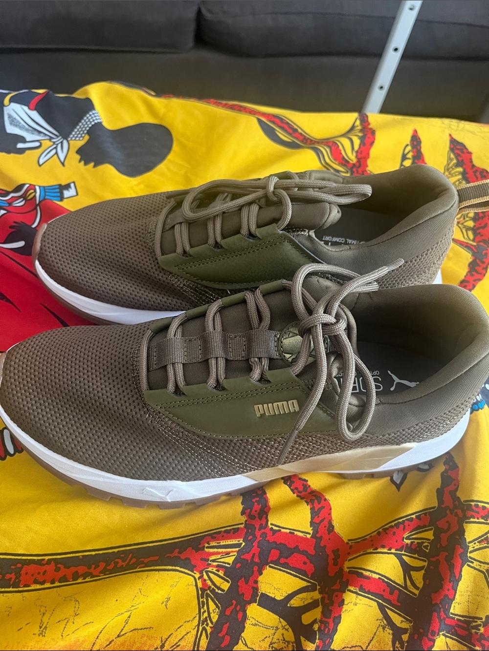 Puma women Olive/GoldLightweight Athletic Sneakers